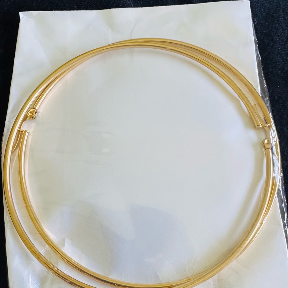 Gold Double Hoop Necklace - Women's Jewelry